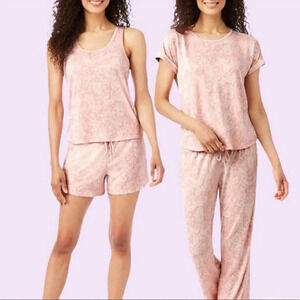 Lucky Brand Lounge PJ Set, 4 piece, Pink Floral